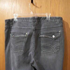 CJ Banks Sz 18W Embellished Studs & Stitching Pockets Grey Jeans